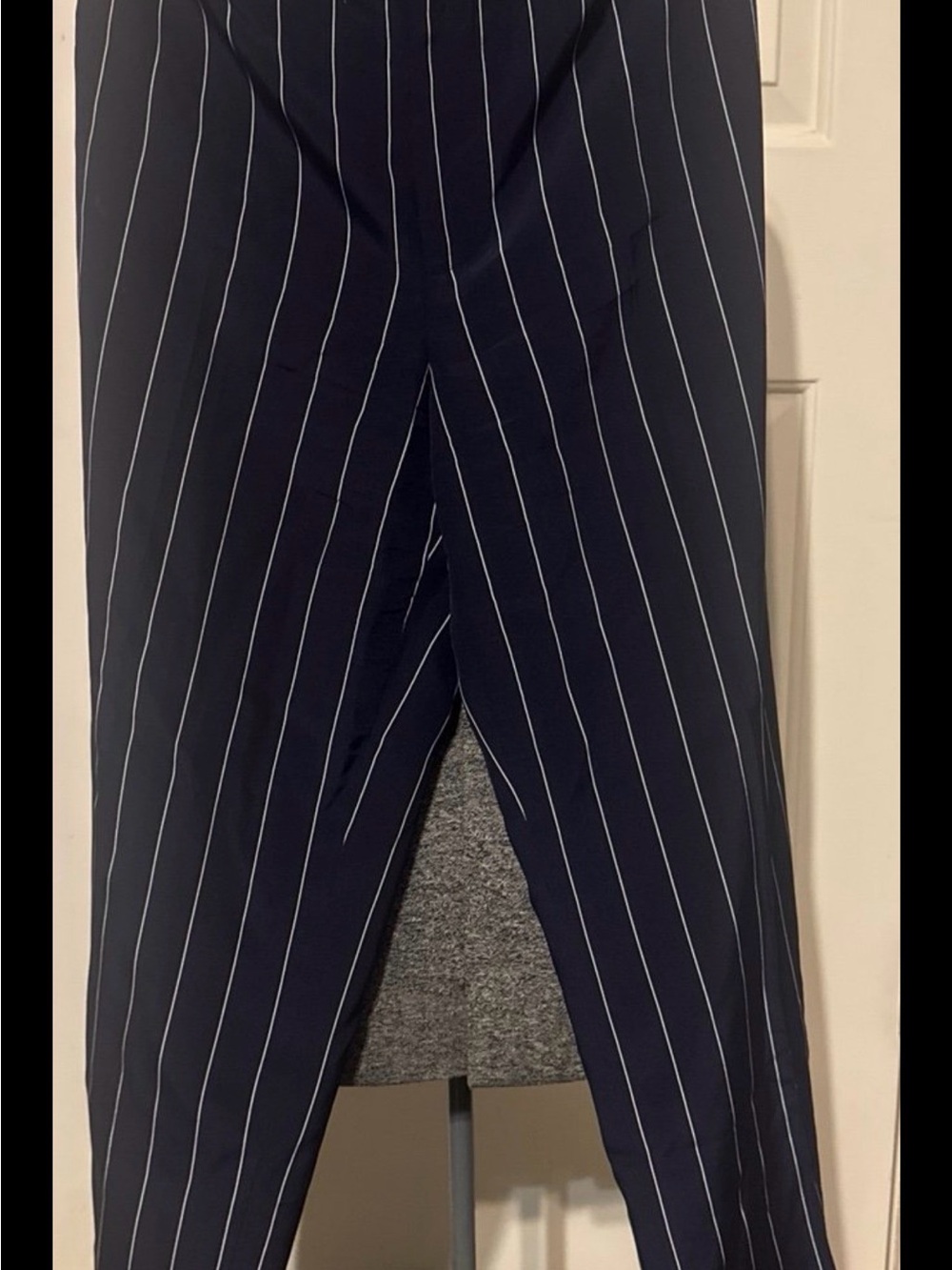 Won Navy Pinstripe Dress Pants 100 percent silk
